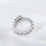 [BV]SERPENTI RING SILVER DIAMOND PAVED 4MM - Image 6