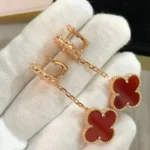 [VCA]CLOVER 2 MOTIF  LASER CARNELIAN EARRINGS - Image 5