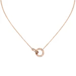[CA]LOVE 7.6MM NECKLACE ROSE GOLD AND SILVER  FULL DIAMOND