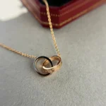 [CA]LOVE NECKLACE DOUBLE RING PINK GOLD - Image 3