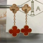 [VCA]CLOVER 2 MOTIF  LASER CARNELIAN EARRINGS - Image 7