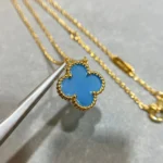 [VCA]CLOVER 15MM BLUE AGATE NECKLACE - Image 4