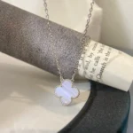 [VCA]CLOVER 15MM BLUE CHALCEDONY NECKLACE SILVER - Image 6
