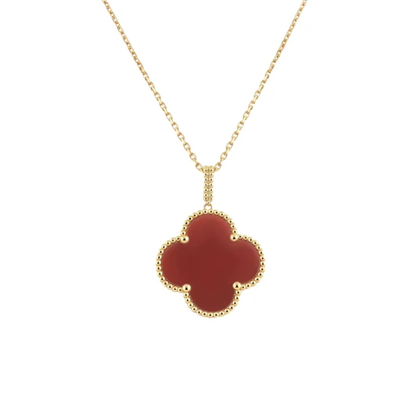 [VCA]CLOVER 25MM NECKLACE GOLD CARNELIAN