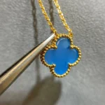 [VCA]CLOVER 15MM BLUE AGATE NECKLACE - Image 5