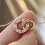 [CA]LOVE 7.6MM NECKLACE ROSE GOLD AND SILVER  FULL DIAMOND - Image 4