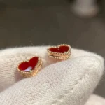 [VCA]HEART CARNELIAN STUD EARRINGS - Image 3