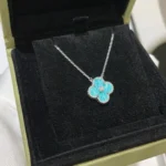 [VCA]CLOVER 15MM DIAMOND SVRES PORCELAIN  NECKLACE SILVER - Image 5