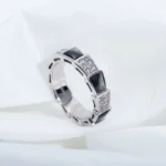 [BV]SERPENTI RING SILVER DIAMOND BLACK MOP 4MM - Image 3