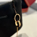 [CA]LOVE NECKLACE DOUBLE RING PINK GOLD - Image 4