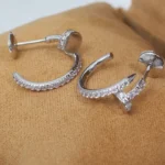 [CA]JUSTE EARRINGS 12.75MM SILVER DIAMOND - Image 3
