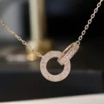 [CA]LOVE 7.6MM NECKLACE ROSE GOLD AND SILVER  FULL DIAMOND - Image 3