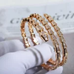 [BV]SERPENTI BRACELET PINK GOLD DIAMOND DOUBLE ROW - Image 6