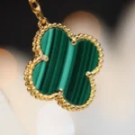 [VCA]CLOVER EARRINGS GOLD MALACHITE DIAMOND 3 MOTIF - Image 5