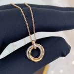 [CA]TRINITY NECKLACE SILVER GOLD PINK GOLD DIAMONDS - Image 10