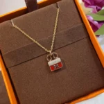 [HM]CONSTANCE RED PEDANT PINK GOLD NECKLACE - Image 2