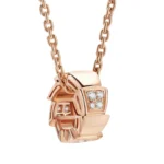 [BV]SERPENTI PEDANT DIAMOND PINK GOLD NECKLACE