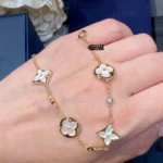 [LV]STAR AND SUN 4 MOTIF WHITE MOP GOLD BRACELET - Image 8