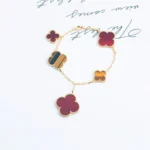 [VCA]CLOVER BRACELET 5 MOTIFS CARNELIAN TIGER EYE - Image 2