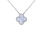 [VCA]CLOVER 15MM BLUE CHALCEDONY NECKLACE SILVER
