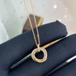 [CA]TRINITY NECKLACE SILVER GOLD PINK GOLD DIAMONDS - Image 3