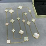 [VCA]CLOVER 16 MOTIF WHITE MOP GOLD NECKLACE - Image 7