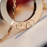 [CA]LOVE NECKLACE 16MM 6 DIAMONDS PINK GOLD - Image 9