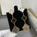 [VCA]CLOVER 3 MOTIF MOP ONYX DARK MOP GOLD EARRINGS - Image 6