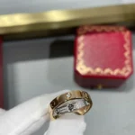 [CA]LOVE GOLD SILVER DIAMOND DOUBLE RING - Image 4