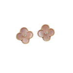 [VCA]CLOVER MEDIUM 1 MOTIFS  PINK MOP DIAMOND EARRINGS